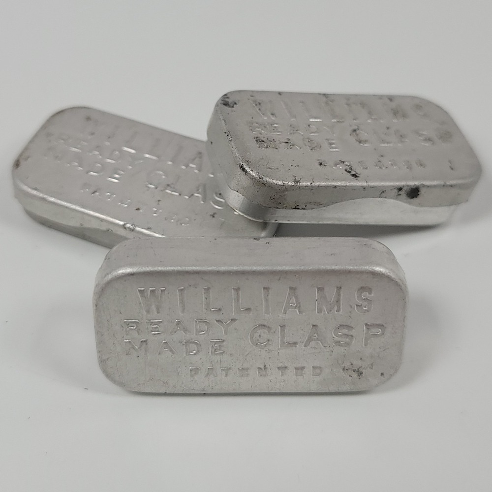 Williams Ready Made Clasp Miniature Metal Tin Patented Advertising Lot VTG
